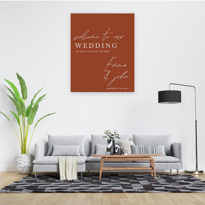 Custom Boho Wedding Canvas Welcome Signs-Set of 1-Andaz Press-Terracotta-