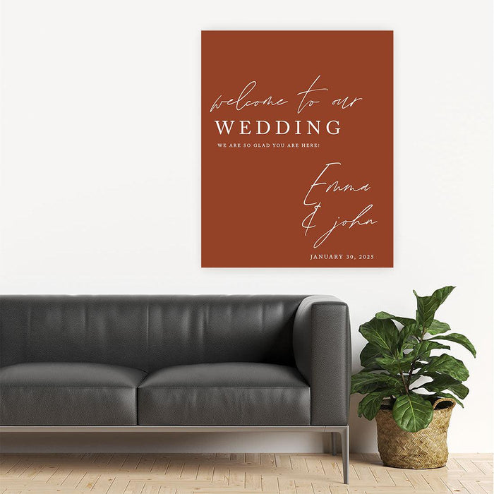Custom Boho Wedding Canvas Welcome Signs-Set of 1-Andaz Press-Terracotta-