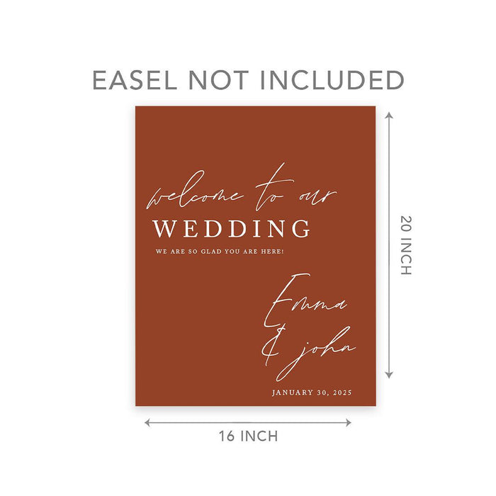 Custom Boho Wedding Canvas Welcome Signs-Set of 1-Andaz Press-Terracotta-