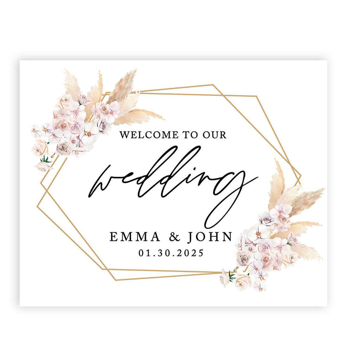 Custom Boho Wedding Canvas Welcome Signs-Set of 1-Andaz Press-Boho Geometric Frame-