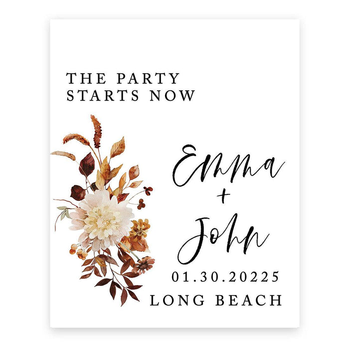 Custom Boho Wedding Canvas Welcome Signs-Set of 1-Andaz Press-Fall Cream Florals-