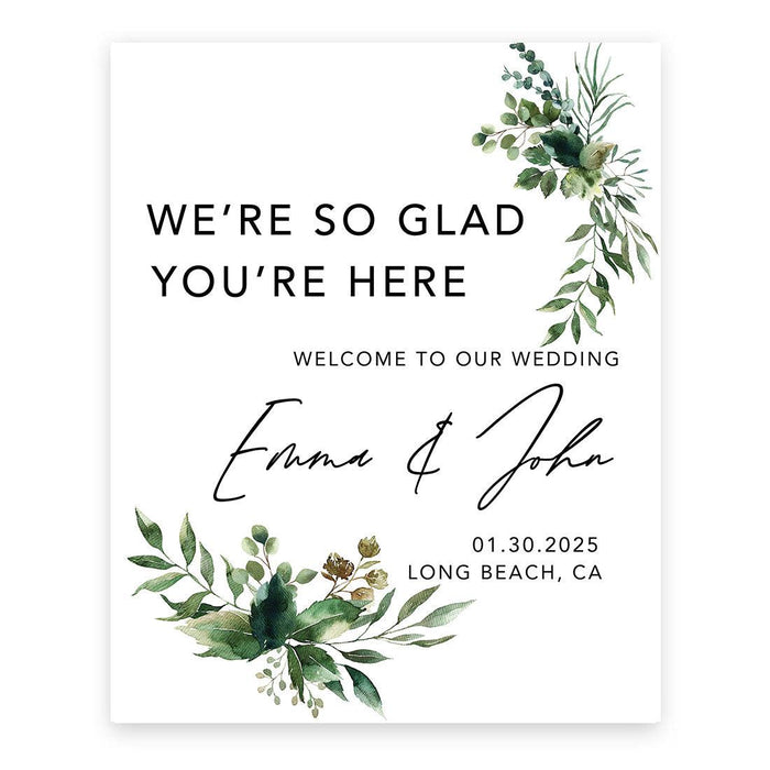 Custom Boho Wedding Canvas Welcome Signs-Set of 1-Andaz Press-Fall Greenery-