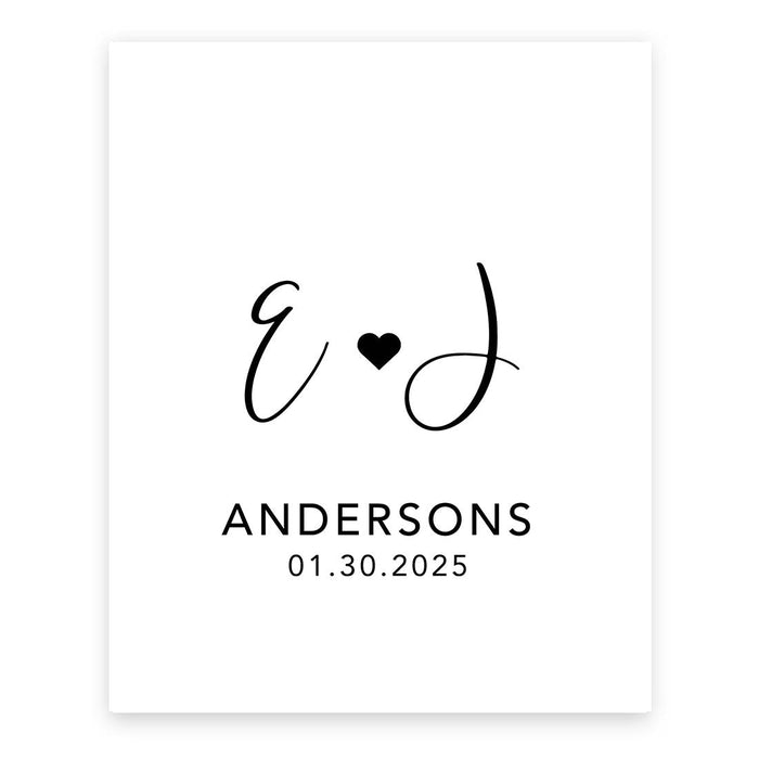 Custom Boho Wedding Canvas Welcome Signs-Set of 1-Andaz Press-Monogram Heart-