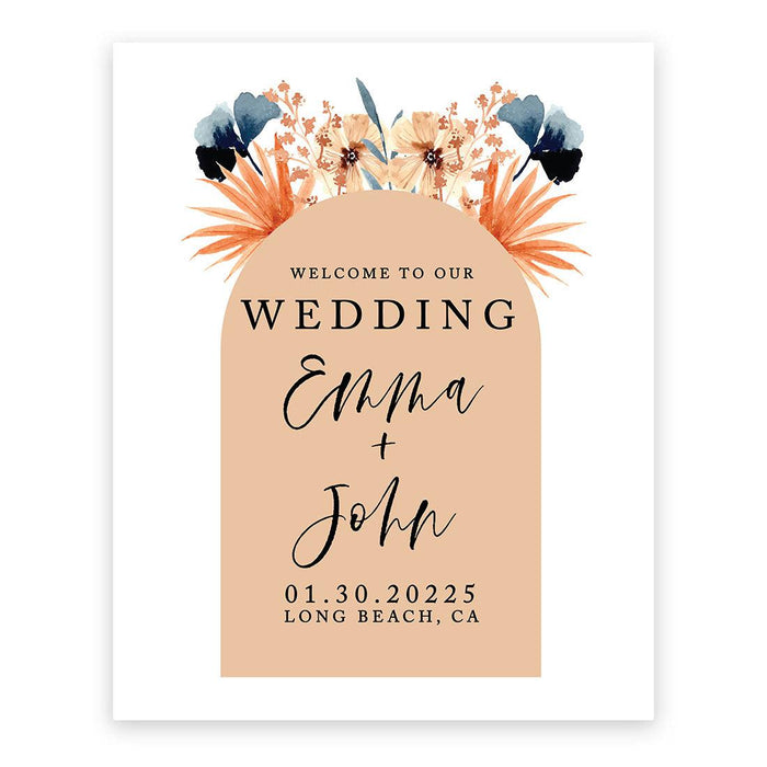 Custom Boho Wedding Canvas Welcome Signs-Set of 1-Andaz Press-Neutral Boho Arch-