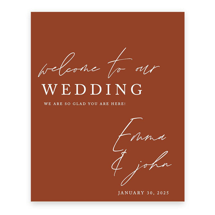 Custom Boho Wedding Canvas Welcome Signs-Set of 1-Andaz Press-Terracotta-