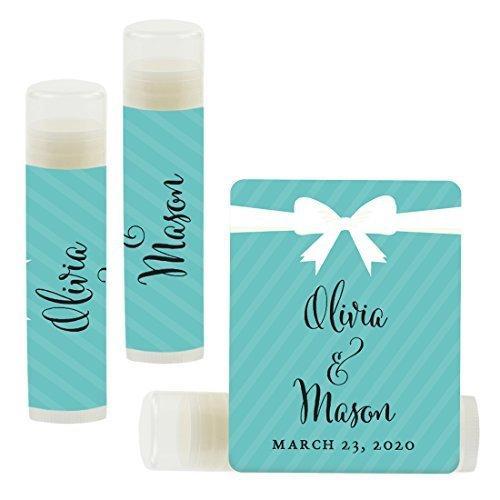 Custom Bridal Shower Bachelorette Party Lip Balm Favors, Brides Name and Date-Set of 12-Andaz Press-Faux Gold Glitter Shimmer-