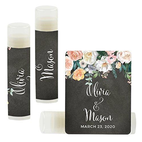 Custom Bridal Shower Bachelorette Party Lip Balm Favors, Brides Name and Date-Set of 12-Andaz Press-Faux Gold Glitter Shimmer-
