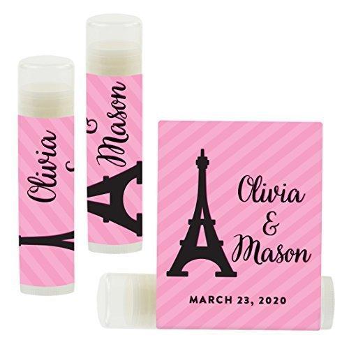 Custom Bridal Shower Bachelorette Party Lip Balm Favors, Brides Name and Date-Set of 12-Andaz Press-Paris Eiffel Tower-