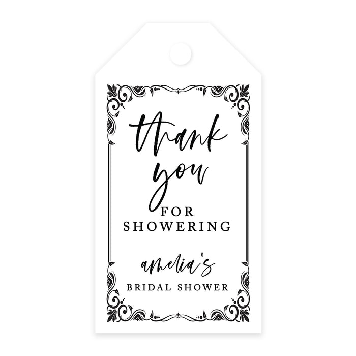 Custom Bridal Shower Favor Tags with Bakers Twine Custom Cardstock Thank you for Showering Gift Tags-Set of 100-Andaz Press-Art Deco-