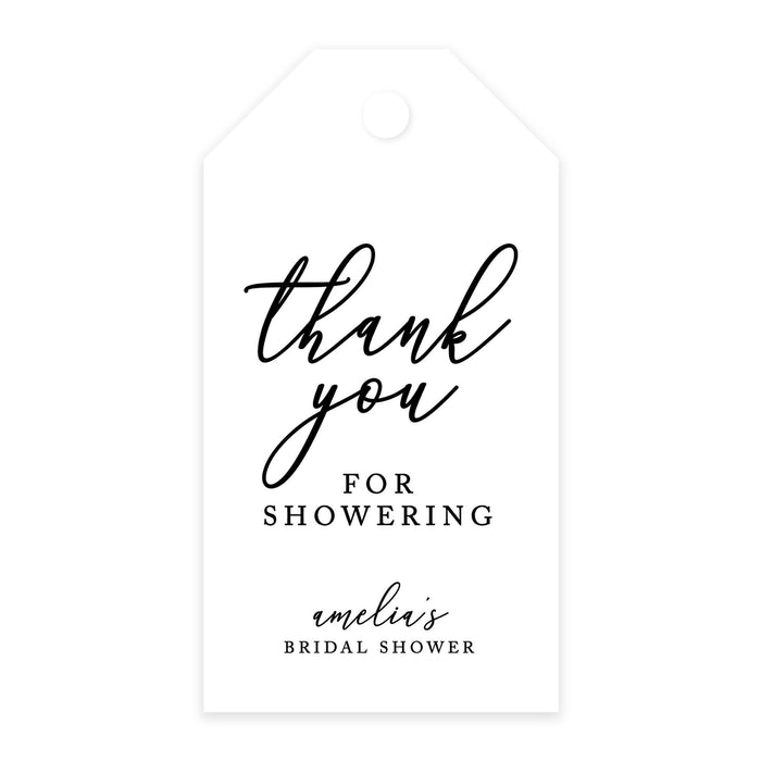 Custom Bridal Shower Favor Tags with Bakers Twine Custom Cardstock Thank you for Showering Gift Tags-Set of 100-Andaz Press-Minimal Modern-