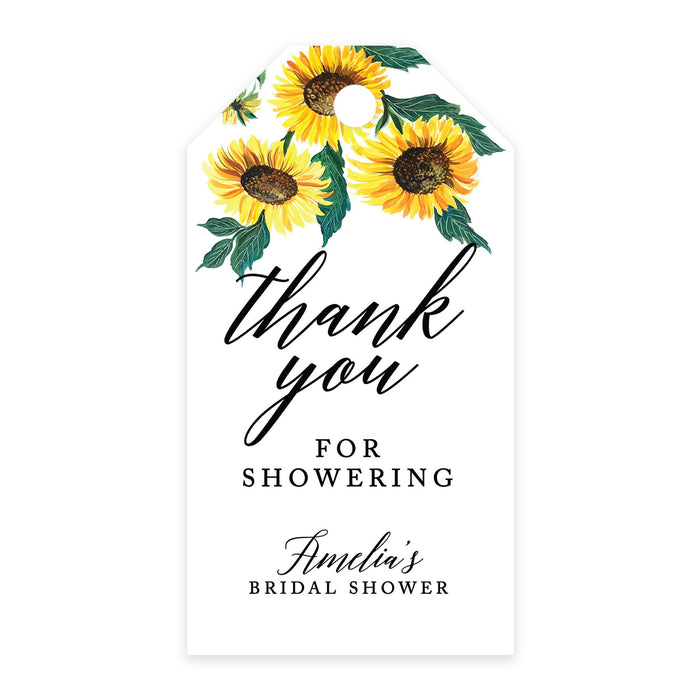 Custom Bridal Shower Favor Tags with Bakers Twine Custom Cardstock Thank you for Showering Gift Tags-Set of 100-Andaz Press-Sunflowers-