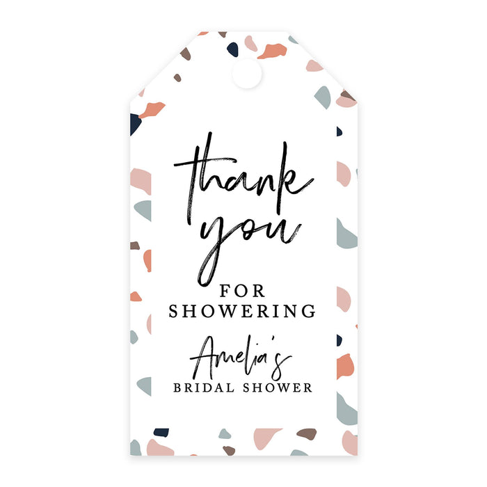 Custom Bridal Shower Favor Tags with Bakers Twine Custom Cardstock Thank you for Showering Gift Tags-Set of 100-Andaz Press-Terrazzo-