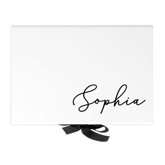 Custom Bridesmaid Proposal Box with Lids, White Gift Box with Ribbon - 24 Designs-Set of 1-Andaz Press-Monogram Greenery-