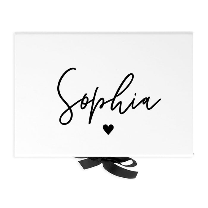 Custom Bridesmaid Proposal Box with Lids, White Gift Box with Ribbon - 24 Designs-Set of 1-Andaz Press-Monogram Greenery-