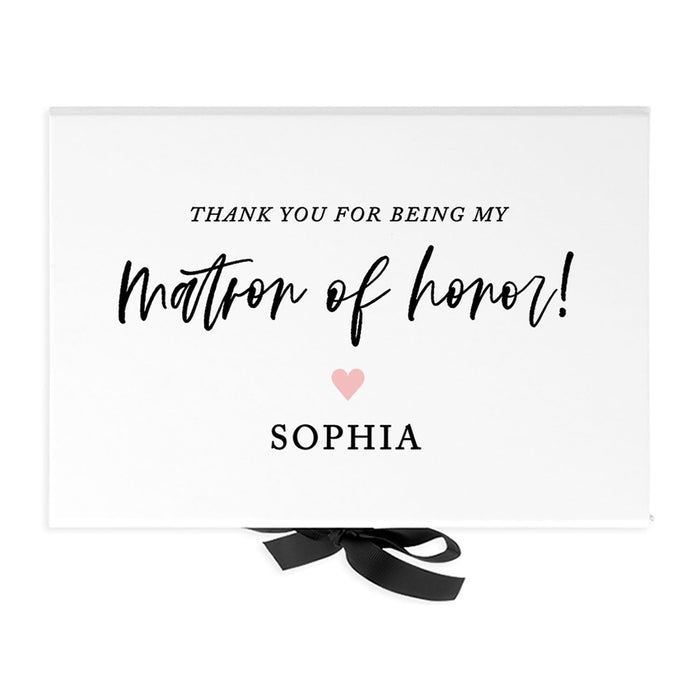 Custom Bridesmaid Proposal Box with Lids, White Gift Box with Ribbon - 24 Designs-Set of 1-Andaz Press-Monogram Greenery-