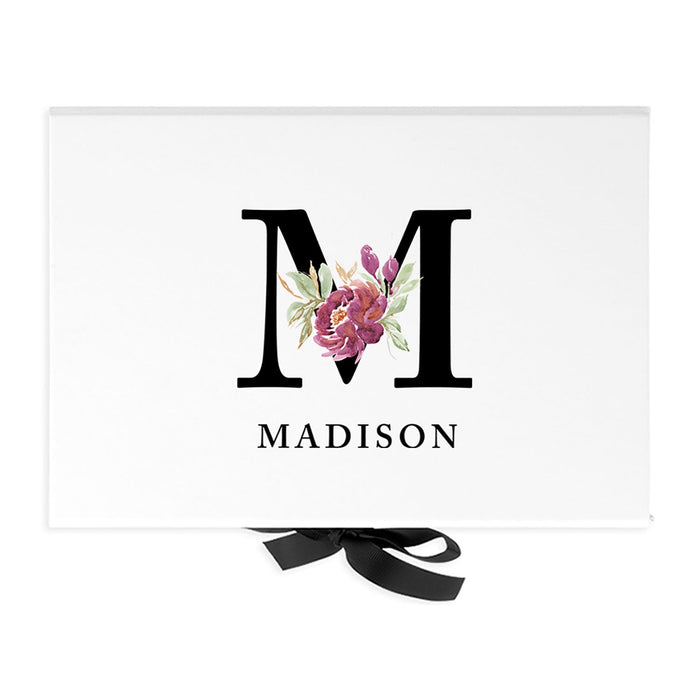 Custom Bridesmaid Proposal Box with Lids, White Gift Box with Ribbon - 24 Designs-Set of 1-Andaz Press-Monogram & Name-