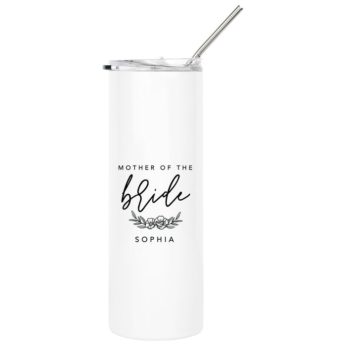 Custom Bridesmaids Skinny Tumbler Stainless Steel Insulated Tumbler For Bachelorette Party-Set of 1-Andaz Press-Bridesmaid Custom Name-
