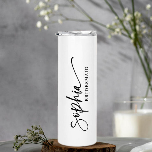 Custom Bridesmaids Skinny Tumbler Stainless Steel Insulated Tumbler For Bachelorette Party-Set of 1-Andaz Press-Bridesmaid Custom Name-