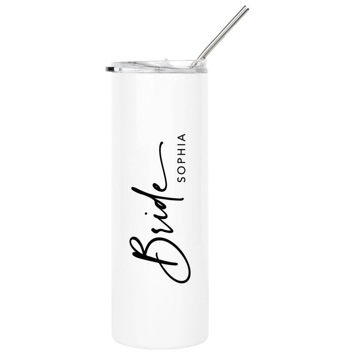 Custom Bridesmaids Skinny Tumbler Stainless Steel Insulated Tumbler For Bachelorette Party-Set of 1-Andaz Press-Bride, Bridesmaid, Flower Girl Custom Name-