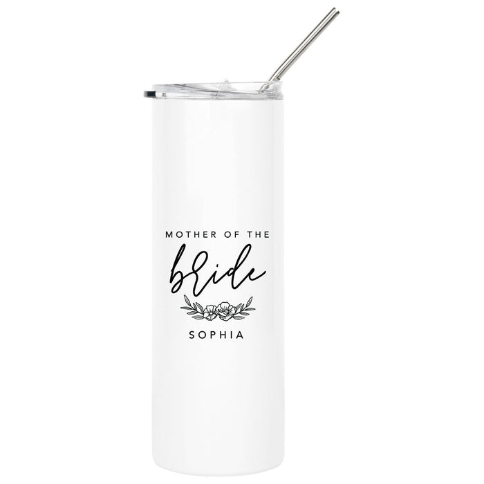 Custom Bridesmaids Skinny Tumbler Stainless Steel Insulated Tumbler For Bachelorette Party-Set of 1-Andaz Press-Mother of The Bride / Groom Custom Name-