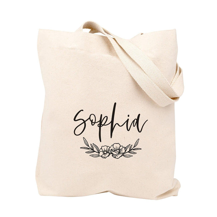 Custom Canvas Floral Tote Bags for Women - 23 Designs-Set of 1-Andaz Press-Classic Monogram-