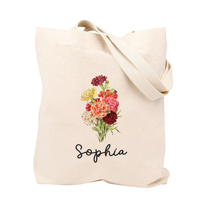 Custom Canvas Floral Tote Bags for Women - 23 Designs-Set of 1-Andaz Press-Classic Monogram-