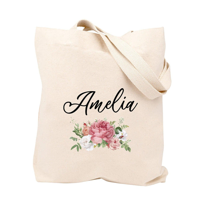 Custom Canvas Floral Tote Bags for Women - 23 Designs-Set of 1-Andaz Press-Classic Monogram-