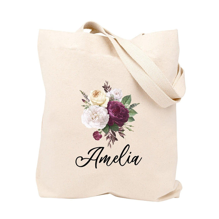 Custom Canvas Floral Tote Bags for Women - 23 Designs-Set of 1-Andaz Press-Classic Monogram-