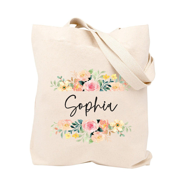 Custom Canvas Floral Tote Bags for Women - 23 Designs-Set of 1-Andaz Press-Classic Monogram-