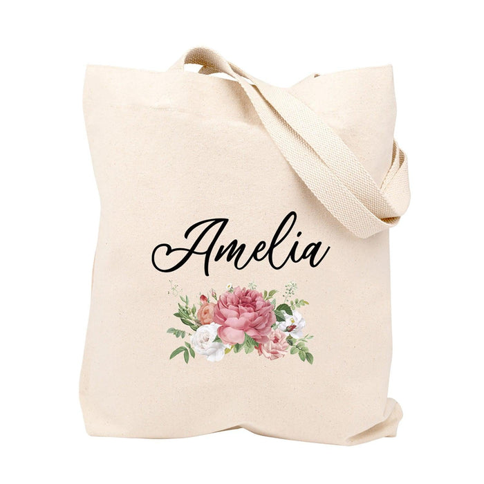 Custom Canvas Floral Tote Bags for Women - 23 Designs-Set of 1-Andaz Press-Rose Buds-