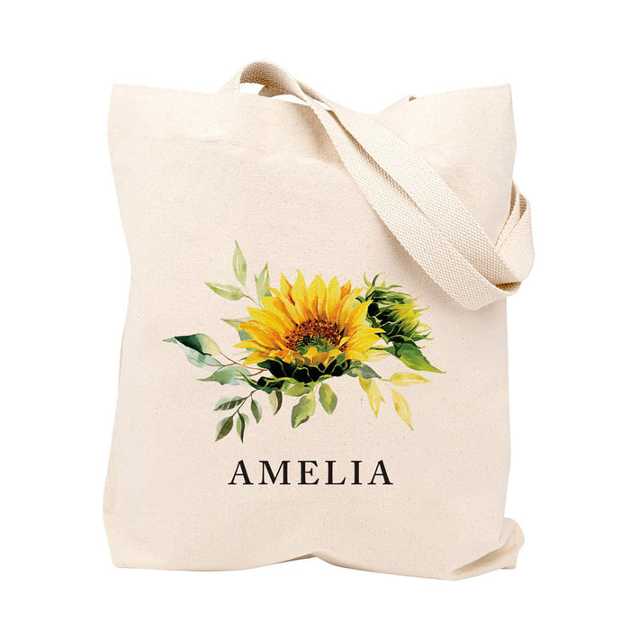 Custom Canvas Floral Tote Bags for Women - 23 Designs-Set of 1-Andaz Press-Sunflower-