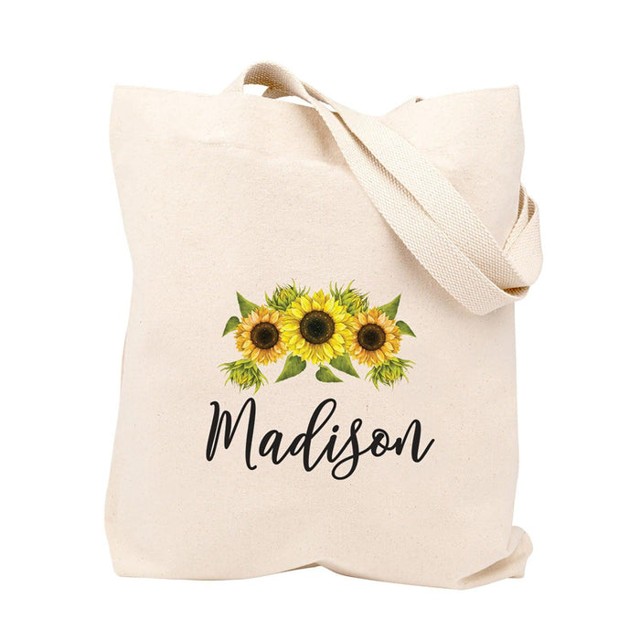 Custom Canvas Floral Tote Bags for Women - 23 Designs-Set of 1-Andaz Press-Sunflowers-