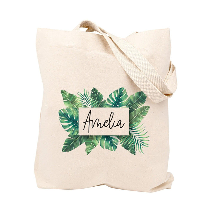 Custom Canvas Floral Tote Bags for Women - 23 Designs-Set of 1-Andaz Press-Tropical Leaves-