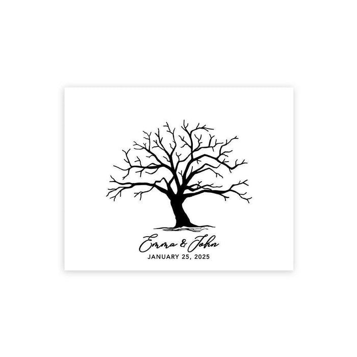 Custom Canvas Thumbprint Guestbook Signs-Set of 1-Andaz Press-Tree Thumbprint Rustic Grey-