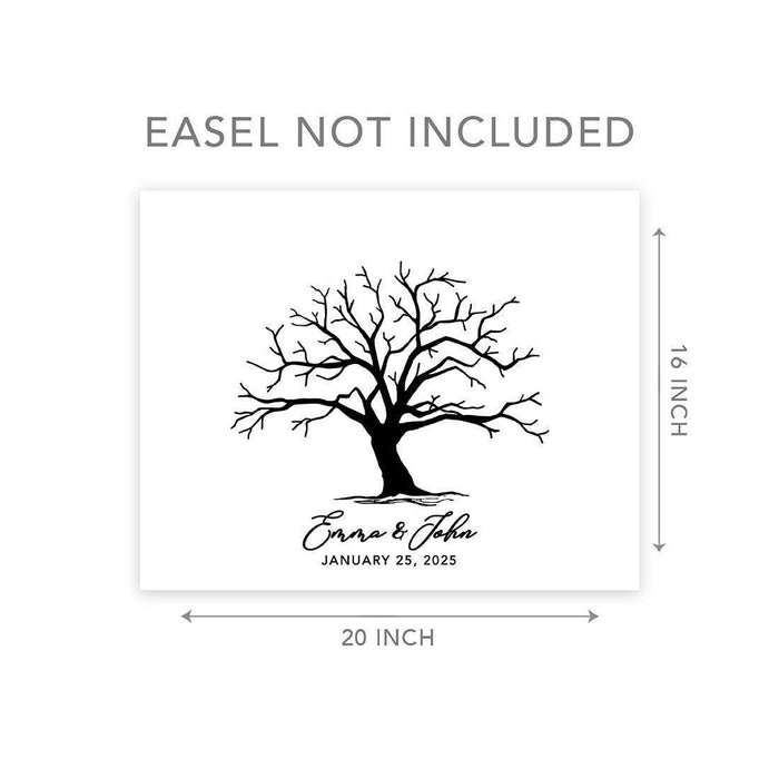 Custom Canvas Thumbprint Guestbook Signs-Set of 1-Andaz Press-Tree Thumbprint Rustic Grey-