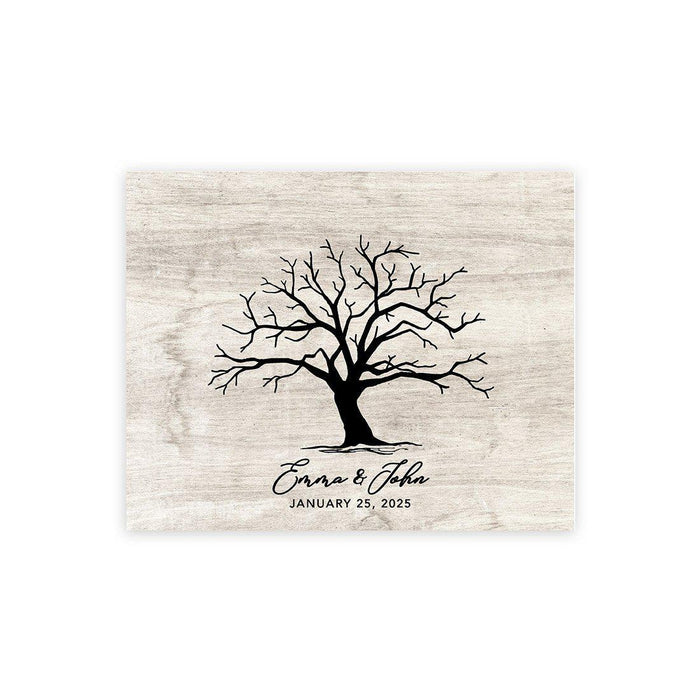 Custom Canvas Thumbprint Guestbook Signs-Set of 1-Andaz Press-Tree Thumbprint Rustic Grey-