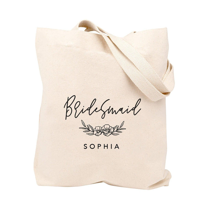 Custom Canvas Tote Bag For Bride-Set of 1-Andaz Press-Bridesmaid Minimal Floral-
