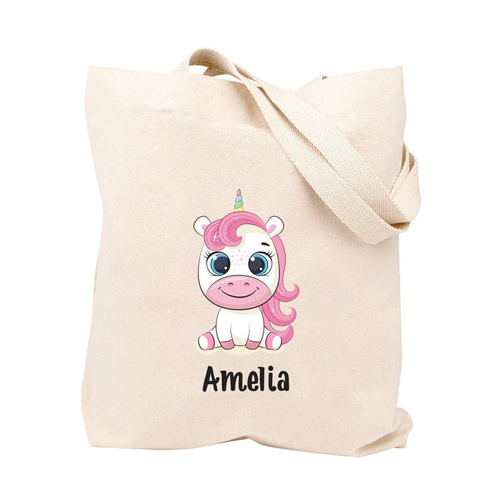 Custom Canvas Tote Bags for Kids - 12 Designs-Set of 1-Andaz Press-Unicorn-