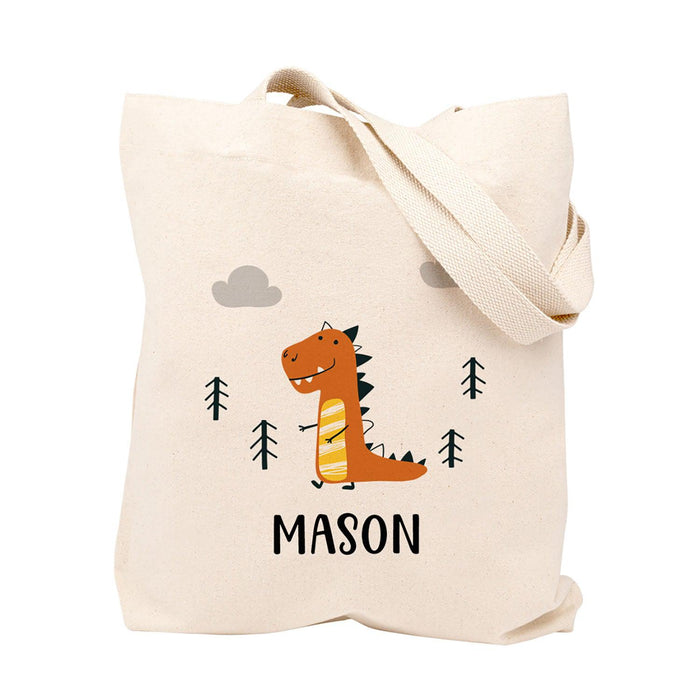 Custom Canvas Tote Bags for Kids - 12 Designs-Set of 1-Andaz Press-Dinosaur-