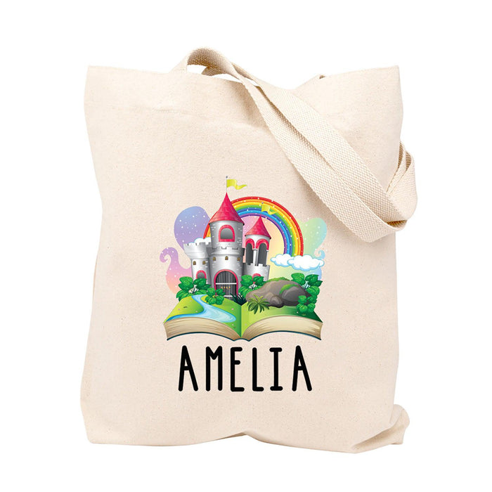 Custom Canvas Tote Bags for Kids - 12 Designs-Set of 1-Andaz Press-Fairytale Castle-
