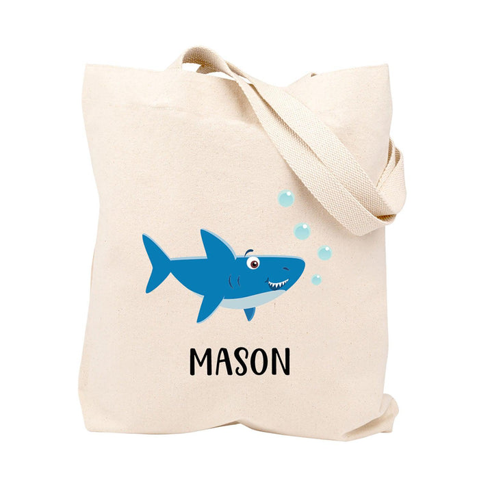 Custom Canvas Tote Bags for Kids - 12 Designs-Set of 1-Andaz Press-Shark-