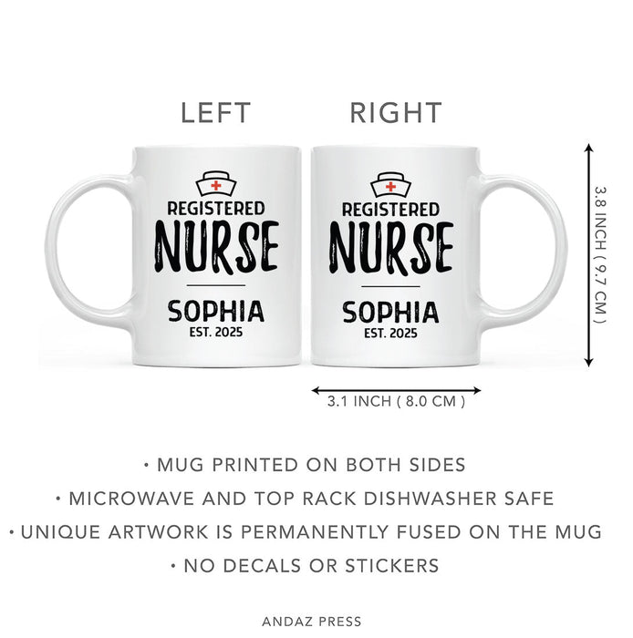 Custom Ceramic Nurse Coffee Mug Gifts-Set of 1-Andaz Press-Registered Nurse Custom Name Est. Year-