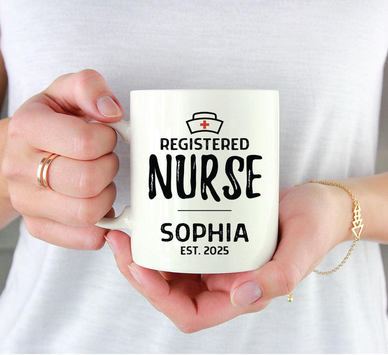Custom Ceramic Nurse Coffee Mug Gifts-Set of 1-Andaz Press-Registered Nurse Custom Name Est. Year-