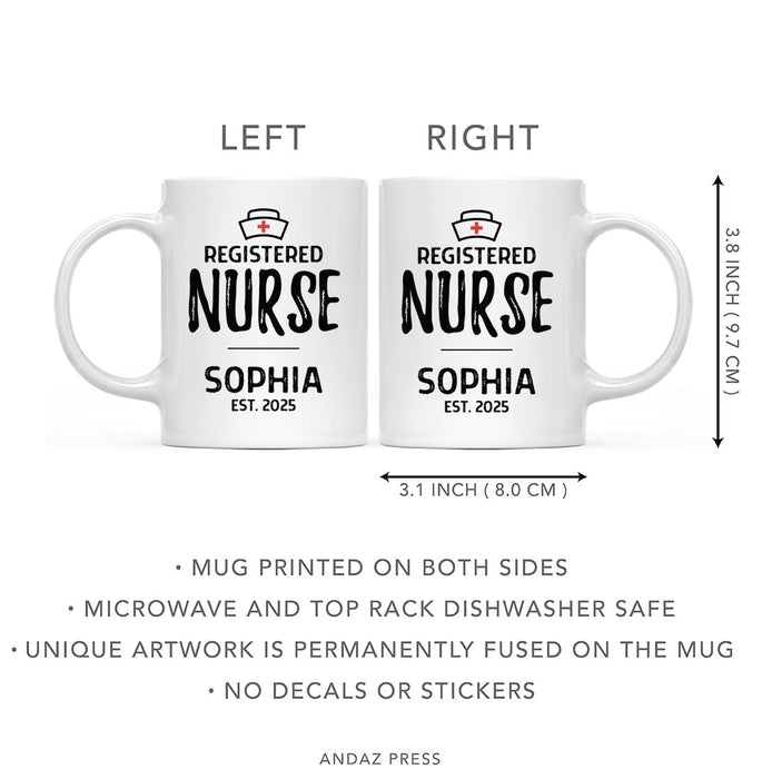 Custom Ceramic Nurse Coffee Mug Gifts-Set of 1-Andaz Press-Registered Nurse Custom Name Est. Year-