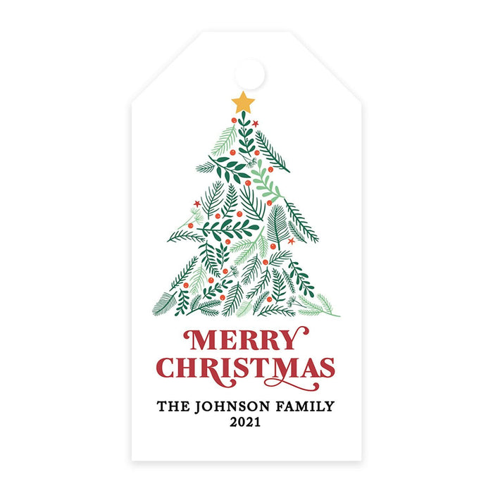 Custom Classic Christmas Gift Tags with String Card Stock Paper, Christmas Craft Supplies Xmas Wrapping-Set of 20-Andaz Press-Abstract Merry Christmas-