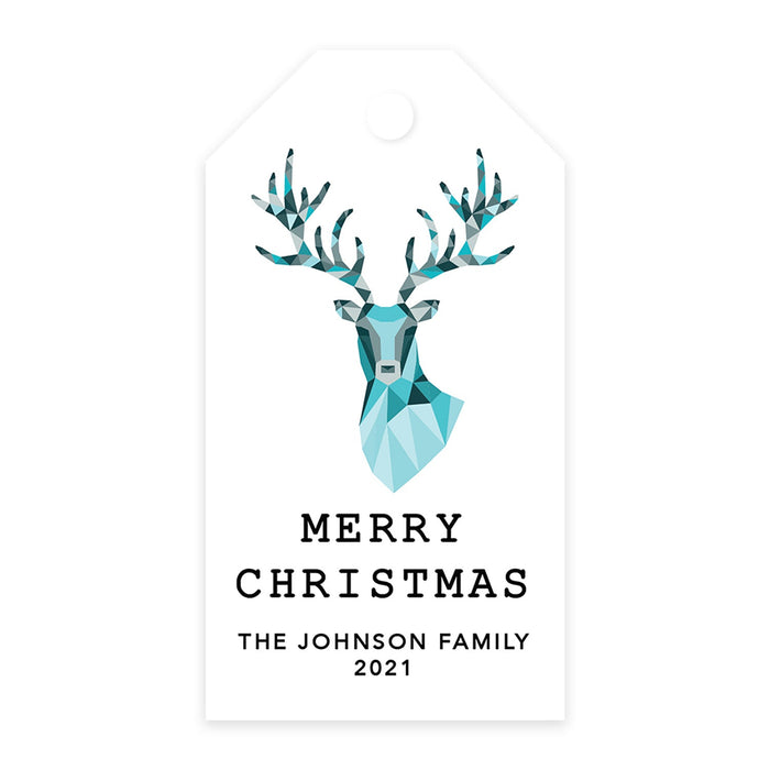 Custom Classic Christmas Gift Tags with String Card Stock Paper, Christmas Craft Supplies Xmas Wrapping-Set of 20-Andaz Press-Blue Reindeer-