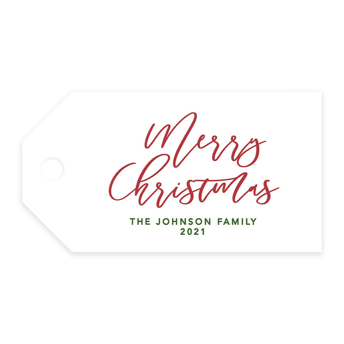 Custom Classic Christmas Gift Tags with String Card Stock Paper, Christmas Craft Supplies Xmas Wrapping-Set of 20-Andaz Press-Cursive Merry Christmas-