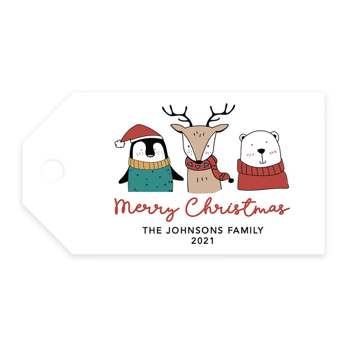Custom Classic Christmas Gift Tags with String Card Stock Paper, Christmas Craft Supplies Xmas Wrapping-Set of 20-Andaz Press-Snow Animals-