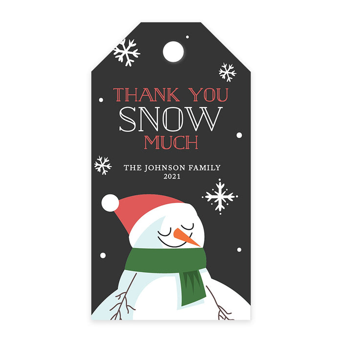 Custom Classic Christmas Gift Tags with String Card Stock Paper, Christmas Craft Supplies Xmas Wrapping-Set of 20-Andaz Press-Thank You Snow Much-
