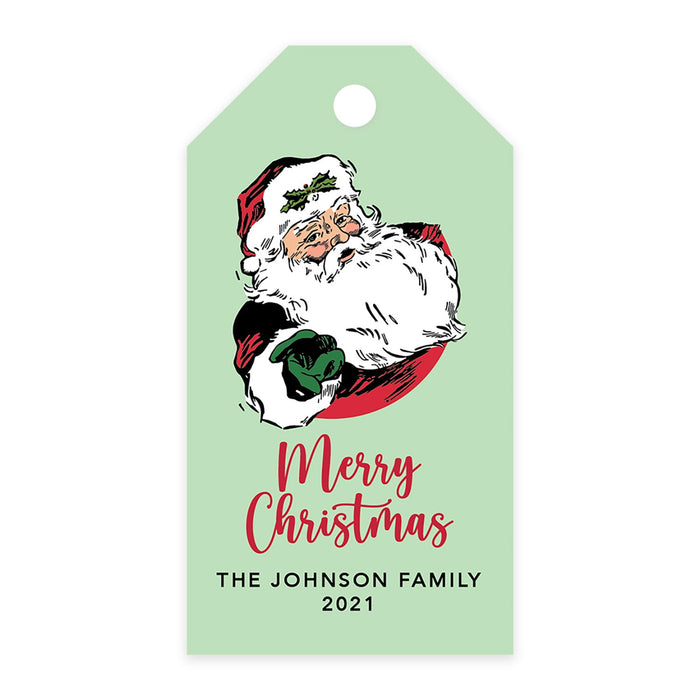 Custom Classic Christmas Gift Tags with String Card Stock Paper, Christmas Craft Supplies Xmas Wrapping-Set of 20-Andaz Press-Vintage Santa-